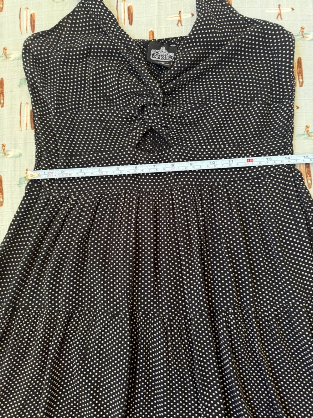 Angie Black Polka Dot Midi Dress with Twist Front EUC - Picture 6 of 10